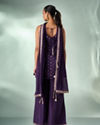 Mohey Women Wine Art Silk Palazzo Suit with Hand Embroidery