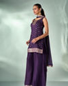 Mohey Women Wine Art Silk Palazzo Suit with Hand Embroidery