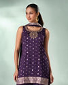 Mohey Women Wine Art Silk Palazzo Suit with Hand Embroidery