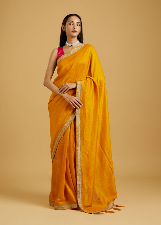 Mohey Women Mustard Yellow Extravaganza Saree