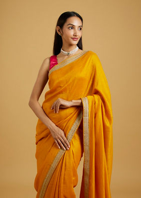Mohey Women Mustard Yellow Extravaganza Saree