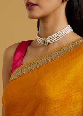 Mohey Women Mustard Yellow Extravaganza Saree image number 3