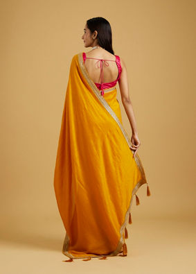 Mohey Women Mustard Yellow Extravaganza Saree image number 4