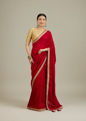 Mohey Women Splendid Dark Red Saree image number 0