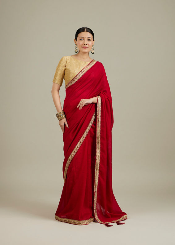 Mohey Women Splendid Dark Red Saree