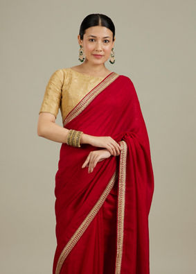 Mohey Women Splendid Dark Red Saree image number 1