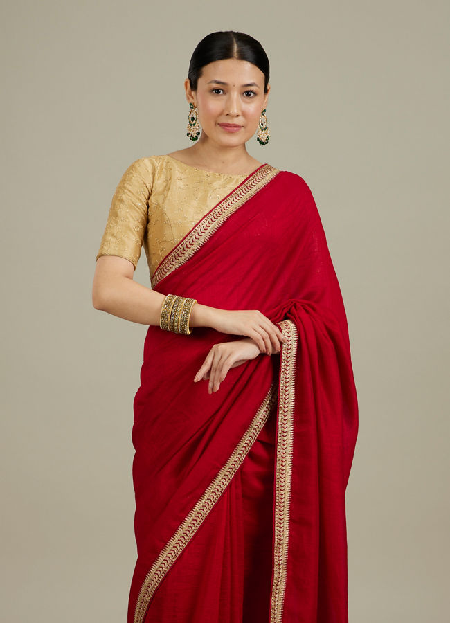 Mohey Women Splendid Dark Red Saree image number 1