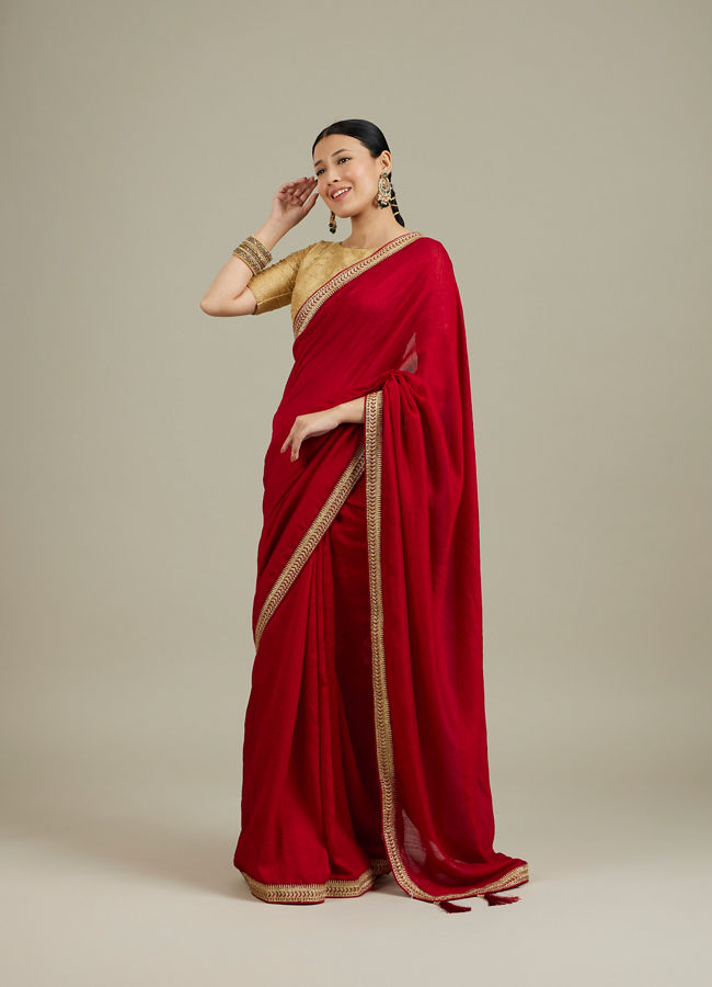 Mohey Women Splendid Dark Red Saree image number 2