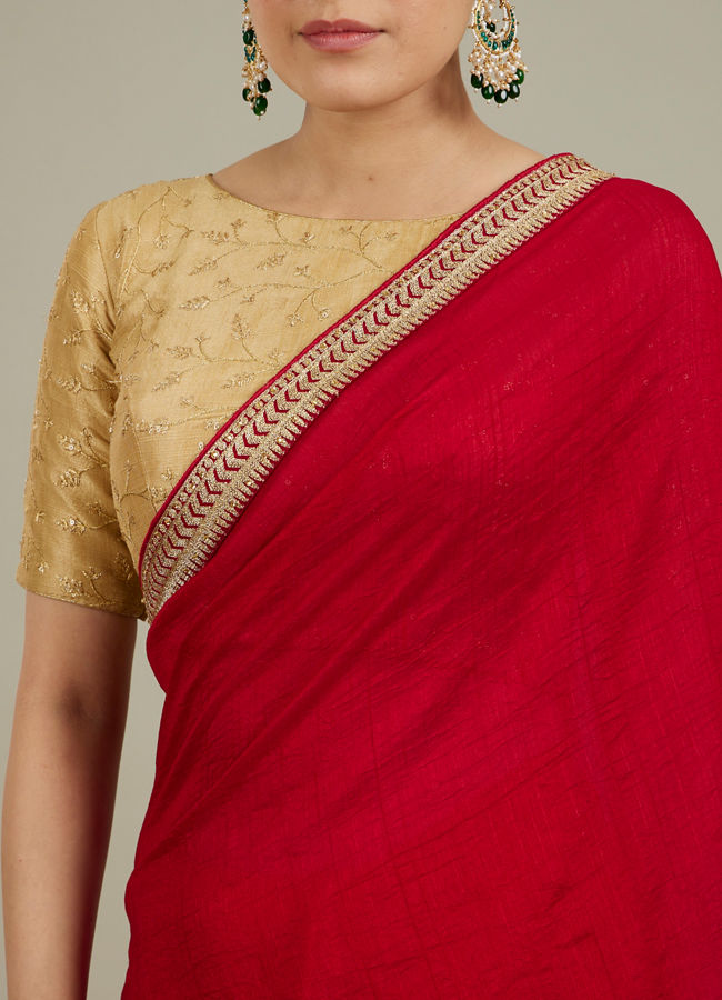 Mohey Women Splendid Dark Red Saree image number 3