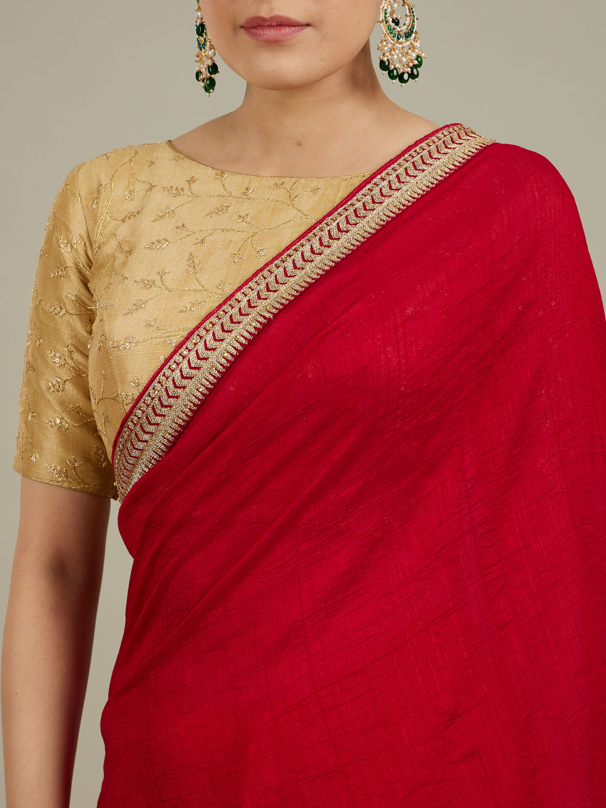 Mohey Women Splendid Dark Red Saree image number 3