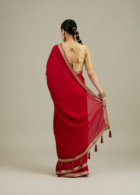 Mohey Women Splendid Dark Red Saree image number 4