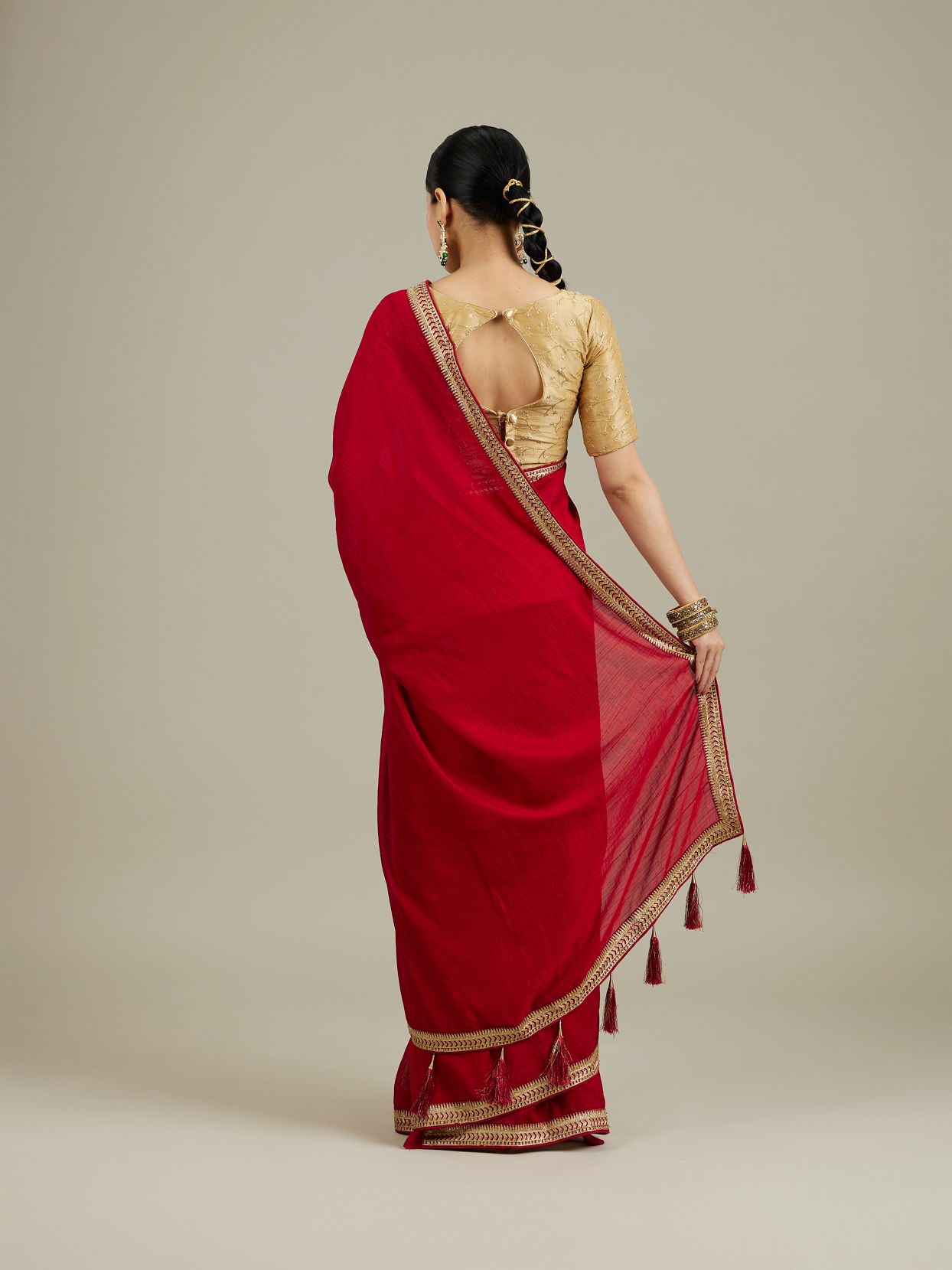 Mohey Women Splendid Dark Red Saree image number 4