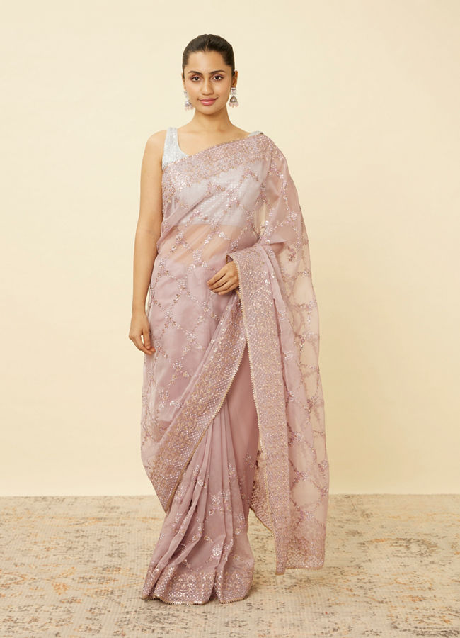 Mulberry Floral Patterned Saree image number 0
