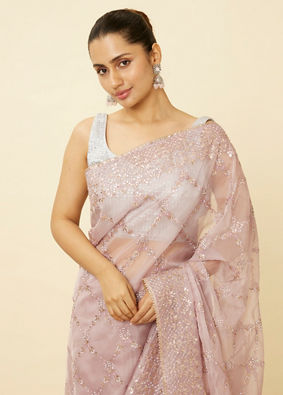 Mulberry Floral Patterned Saree image number 1