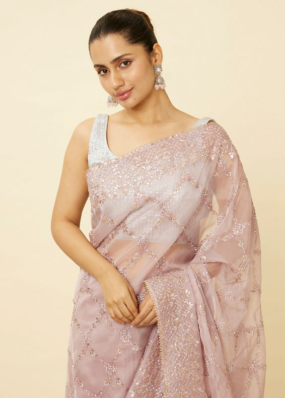 Mohey Women Mulberry Floral Patterned Saree