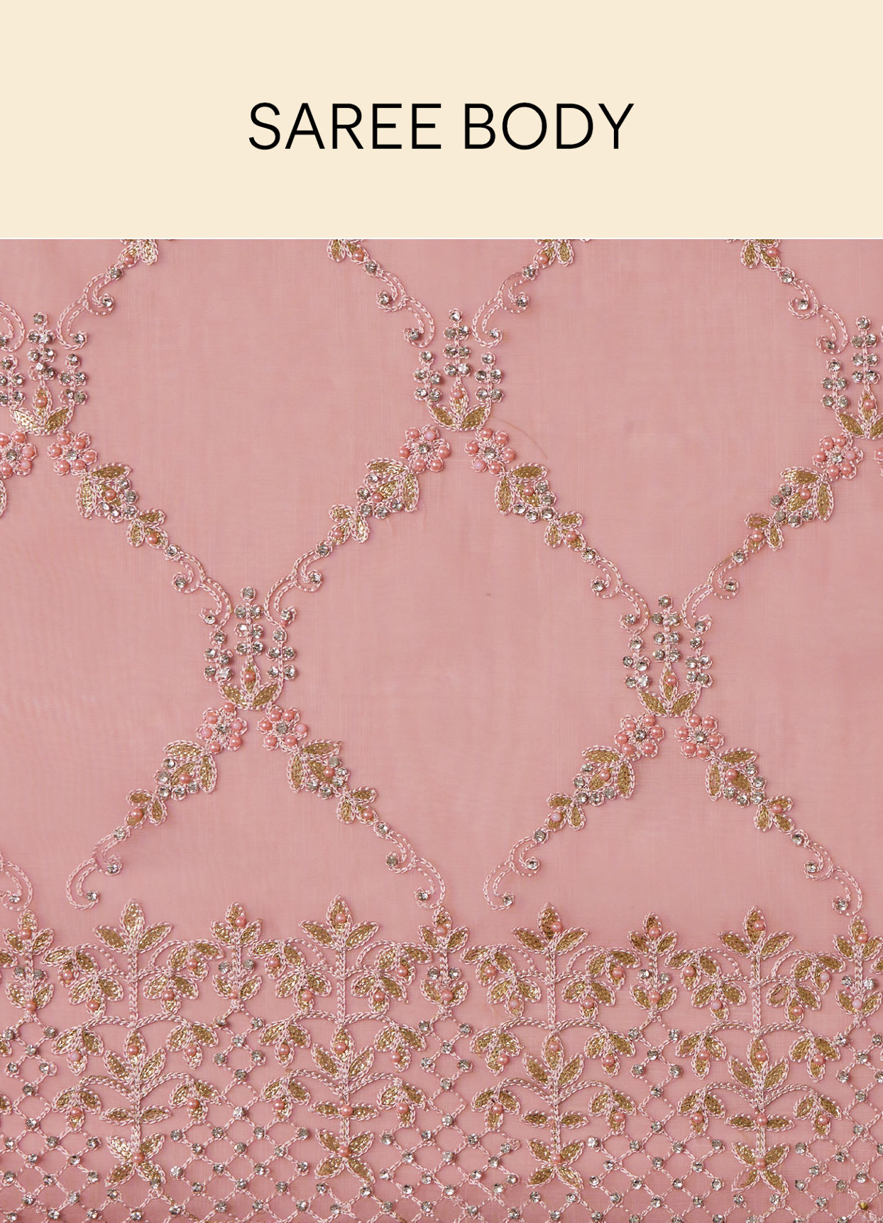 Mohey Women Fairy Tale Pink Saree with Floral Patterns