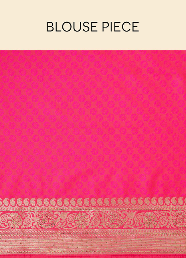 alt message - Mohey Women Rani Pink Stone Work and Zari Weave Saree image number 5