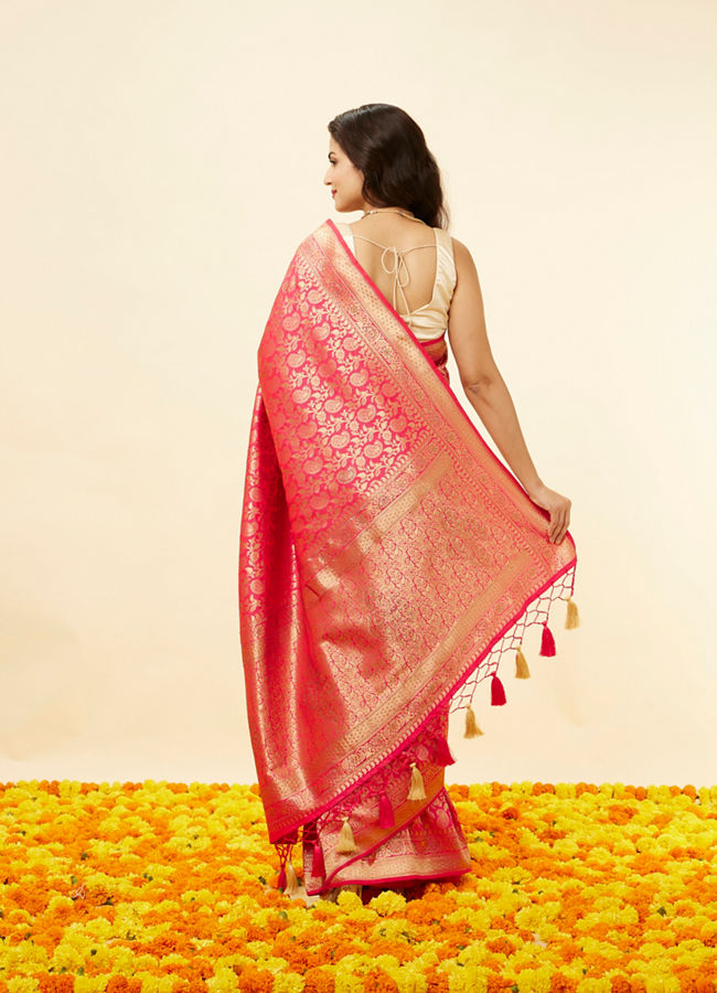 Chiffon Stone Work Saree In Rani Pink Colour - SR1543709