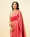 alt message - Mohey Women Rani Pink Stone Work and Zari Weave Saree image number 1