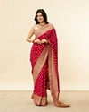Berry Red Floral Buta Patterned Cutdana Embroidered Bridal Saree