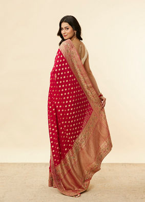 Berry Red Floral Buta Patterned Cutdana Embroidered Saree image number 2