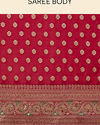 Mohey Women Berry Red Floral Buta Patterned Cutdana Embroidered Bridal Saree
