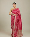 Dark Pink Zari Embroidered Bridal Saree