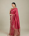 Mohey Women Dark Pink Zari Embroidered Saree image number 2