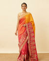 Blaze Orange Paisley Patterned Bridal Saree