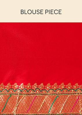 Mohey Women Blaze Orange Paisley Patterned Saree image number 5