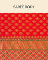 alt message - Mohey Women Blaze Orange Paisley Patterned Saree image number 4