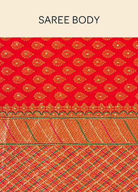 Mohey Women Blaze Orange Paisley Patterned Saree image number 4