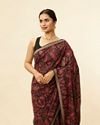 Mohey Women Midnight Blue Paisley Embroidered Sequined Saree
