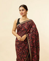 Mohey Women Midnight Blue Paisley Embroidered Sequined Saree