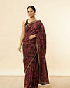 Mohey Women Midnight Blue Paisley Embroidered Sequined Saree