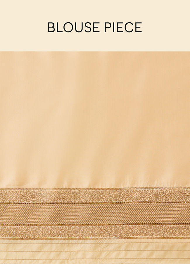 Mohey Women Antique White Saree with Floral Patterns