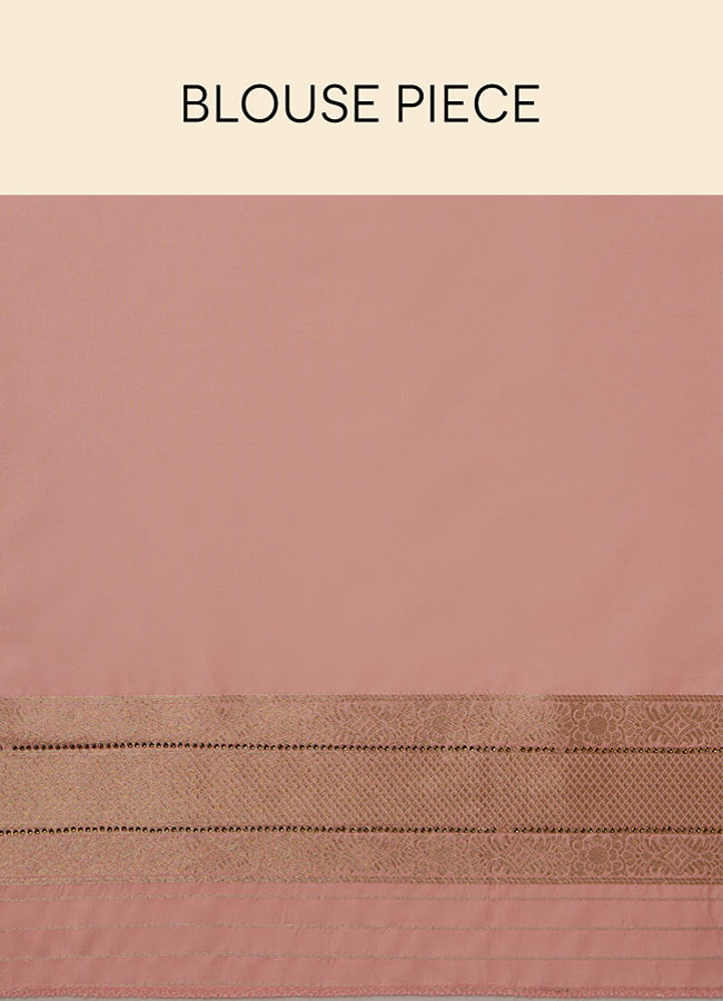 Mohey Women Coral Pink Buta Motif Saree