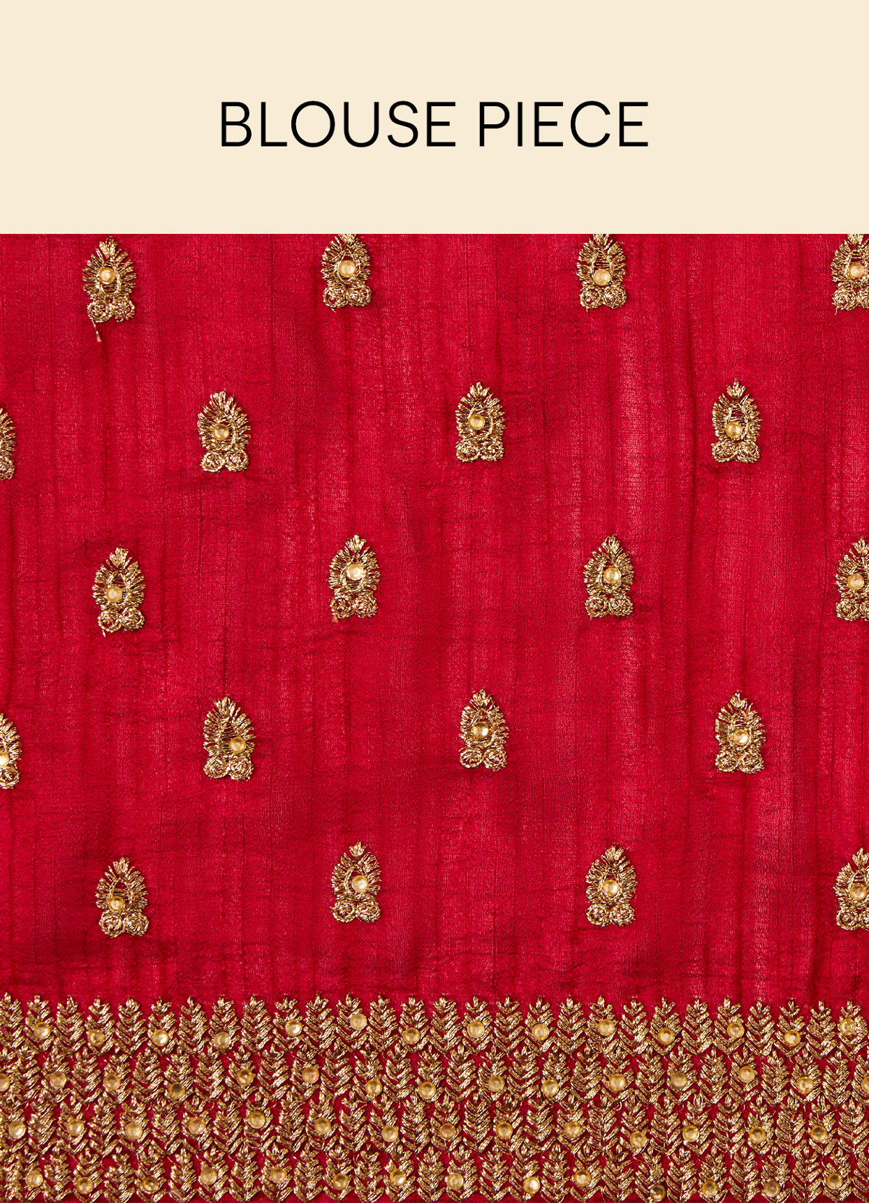 Mohey Women Fiesta Red Saree with Fern Embroidered Border