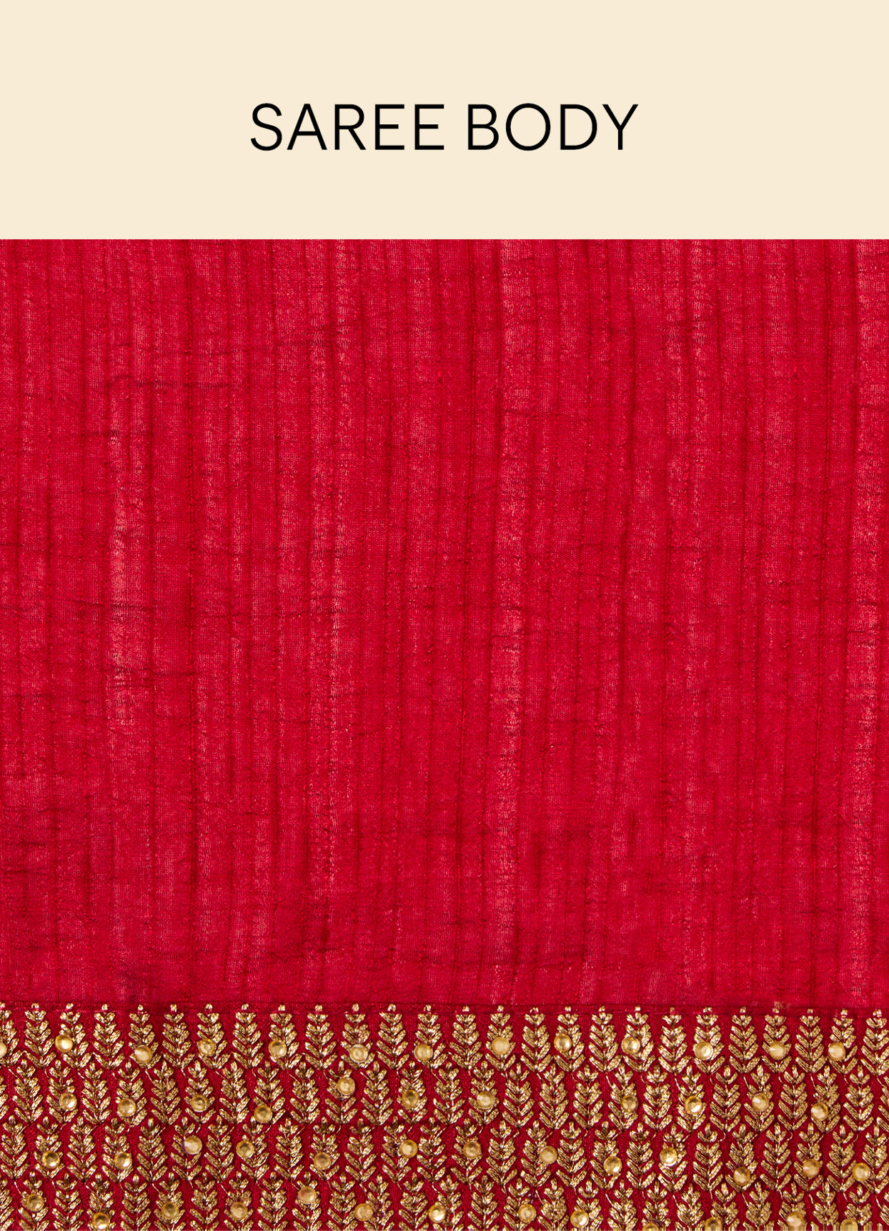 alt message - Mohey Women Fiesta Red Saree with Fern Embroidered Border image number 4