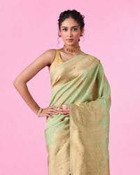 Mohey Women Pista Green Sparkle Saree