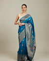 Mohey Women Teal Blue Patterned Saree image number 0