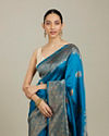 Mohey Women Teal Blue Patterned Saree image number 1