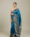 Mohey Women Teal Blue Patterned Saree