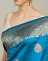 Mohey Women Teal Blue Patterned Saree image number 3