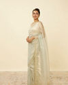 Mohey Women Green Lily Saree with Chevron Patterned Borders