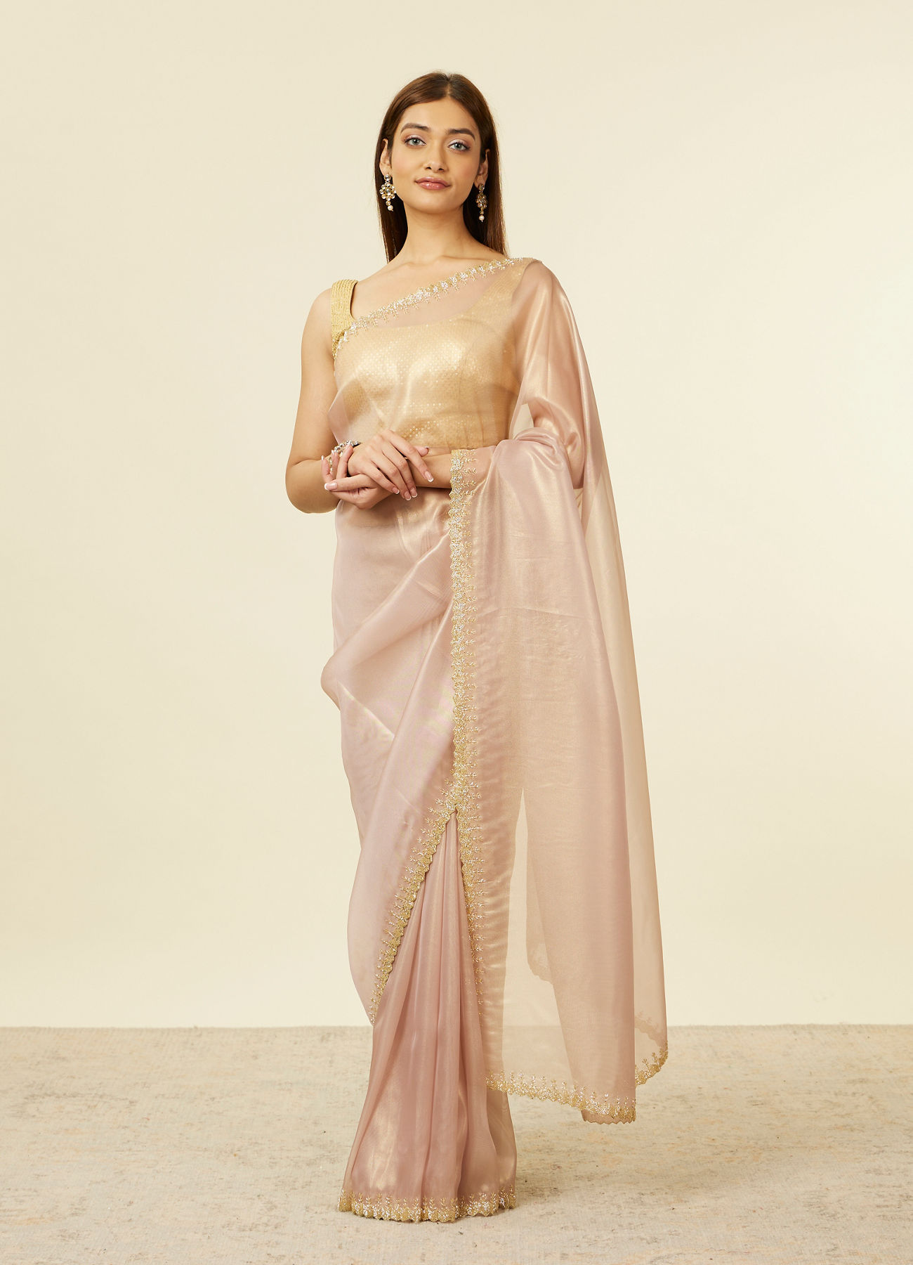 Mohey Women Purple Cutdana Work Saree