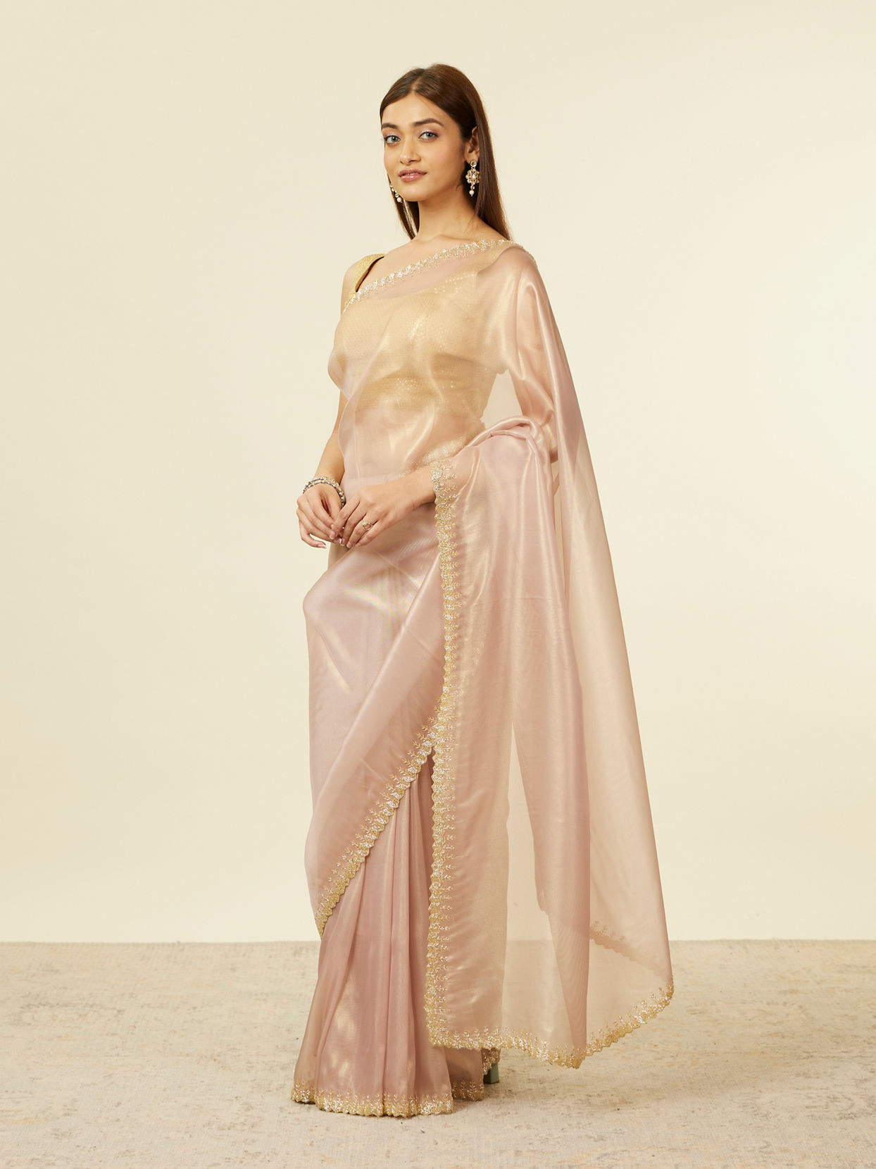 Mohey Women Purple Cutdana Work Saree