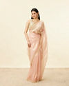 Mohey Women Coral Pink Cutdana Work Saree