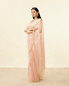 Mohey Women Coral Pink Cutdana Work Saree