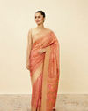 alt message - Mohey Women Shell Pink Chanderi Saree with Botanical Prints image number 0